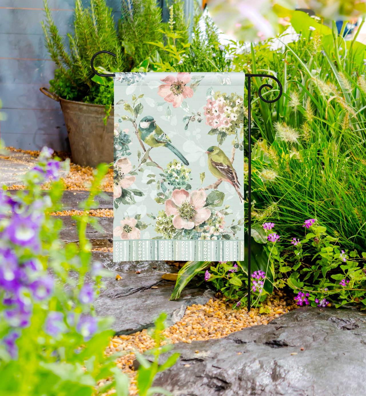 Birds Mint Crush Garden Flag thumbnail