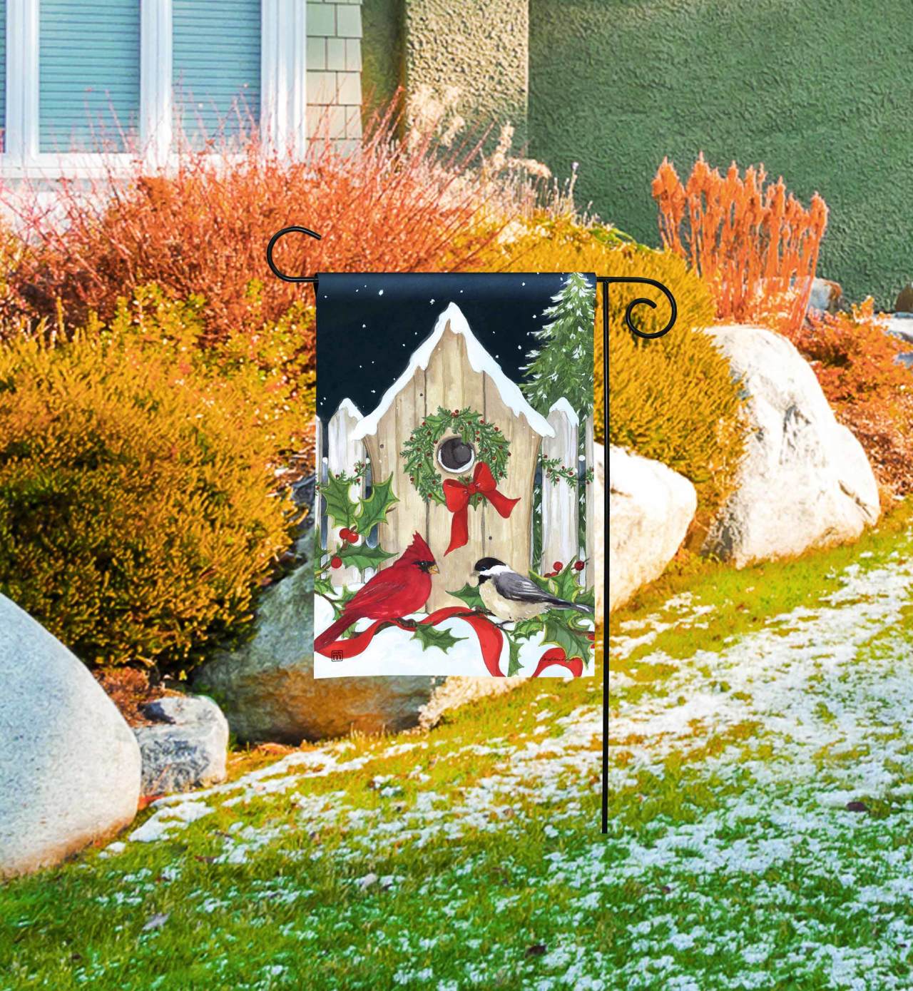 Christmas Cottage Garden Flag thumbnail