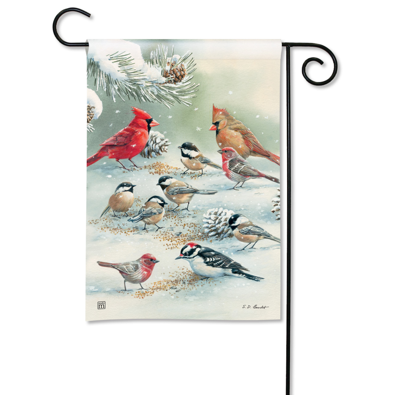 Winter Bird Feeding Garden Flag thumbnail