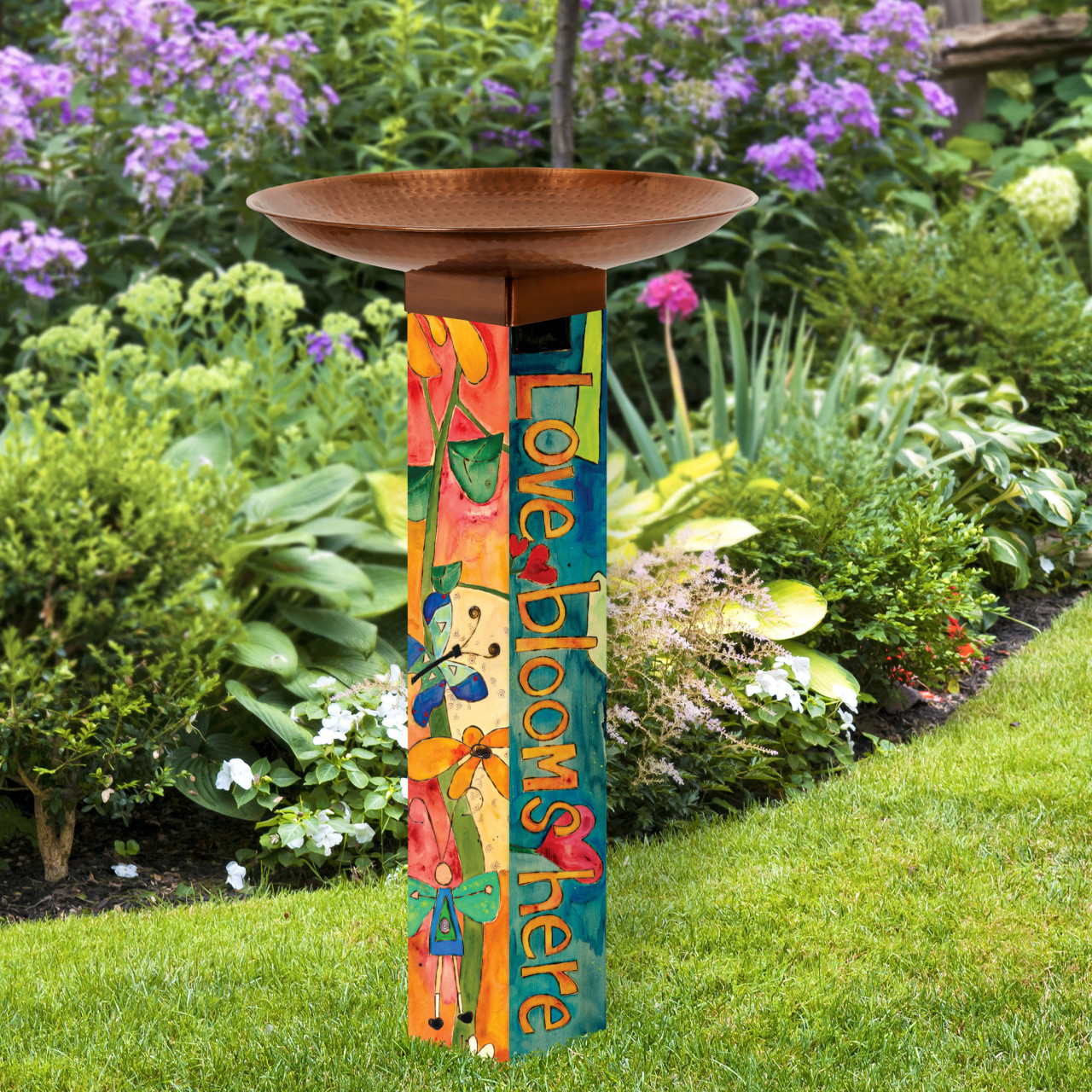 Love Garden Bird Bath Art Pole w/ST9021 Copper Topper thumbnail