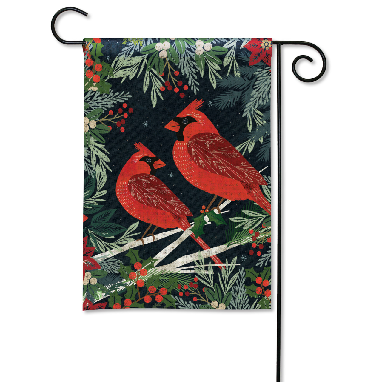 Cardinals and Berries Garden Flag thumbnail