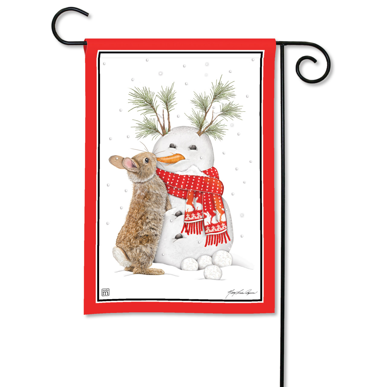 Bunny's Snow Friend Garden Flag thumbnail