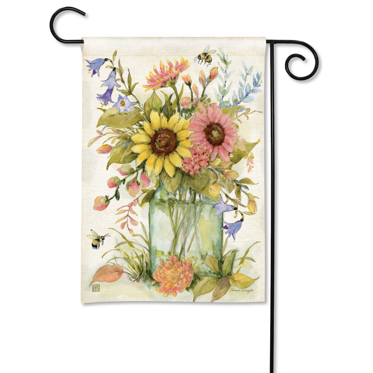 Bee Spring Bouquet Garden Flag thumbnail