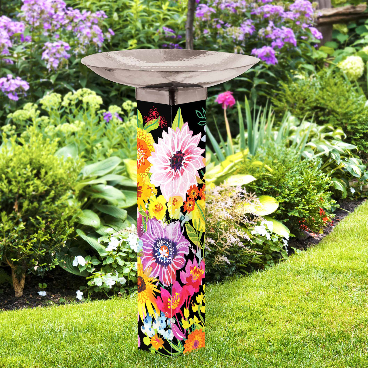 Wild Garden Bird Bath Art Pole w/ST9025 Stainless Steel Topper thumbnail
