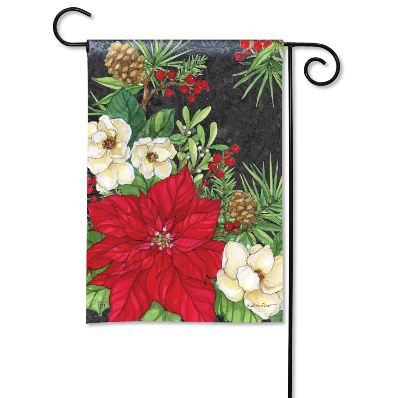 Holiday Floral Garden Flag thumbnail