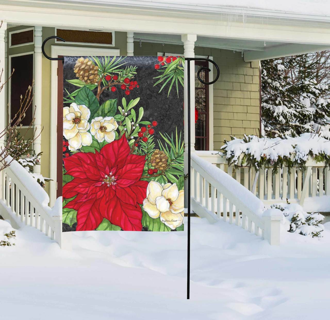 Holiday Floral Garden Flag thumbnail