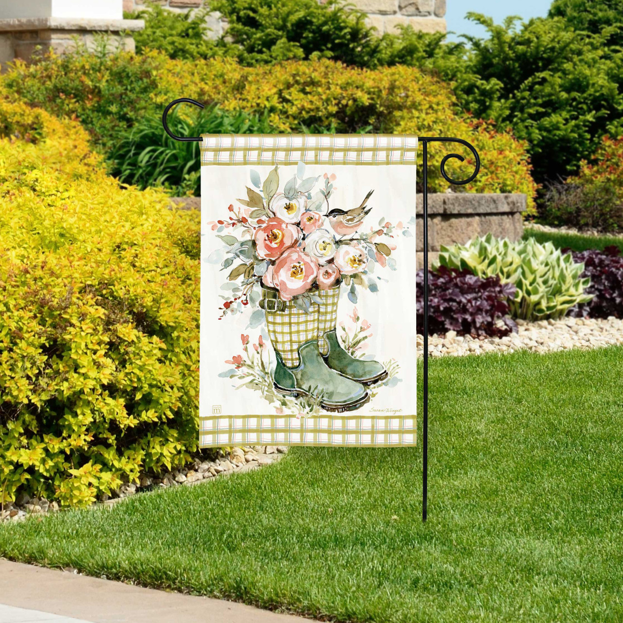 Bloomed Boots Garden Flag thumbnail