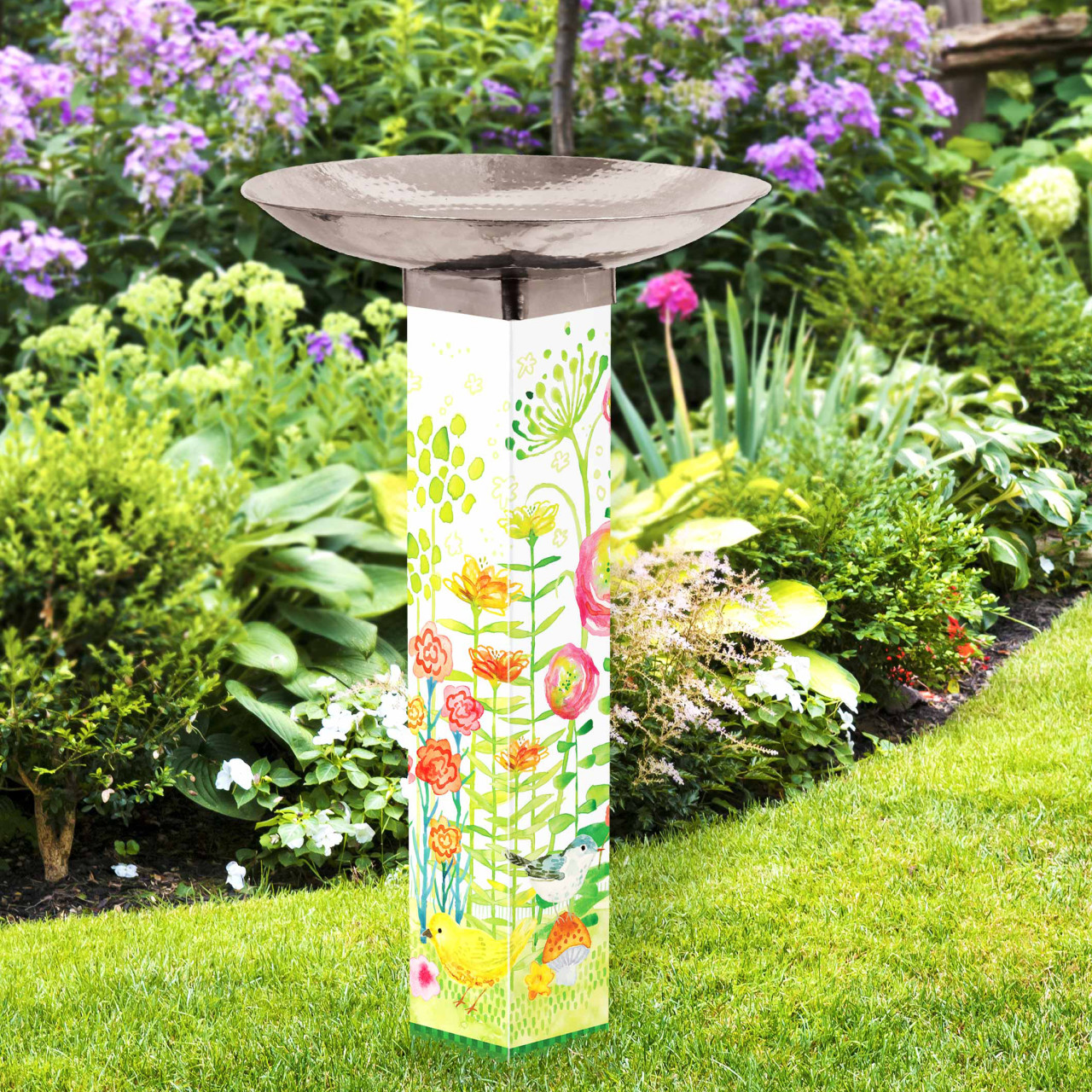 Spring Sweet Spring Bird Bath Art Pole w/ST9025 Stainless Steel Topper thumbnail
