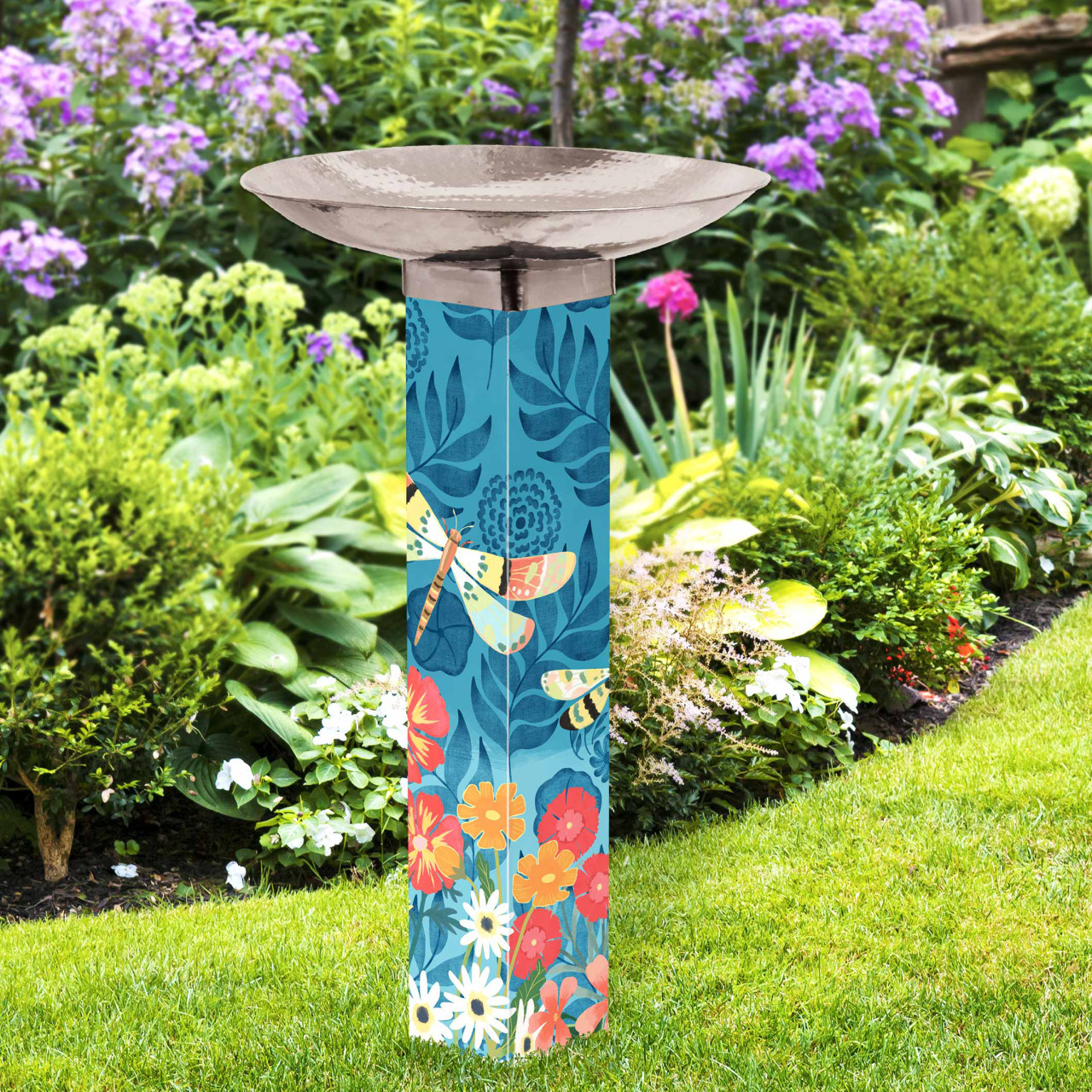 Dragonfly Dream Bird Bath Art Pole w/ST9025 Stainless Steel Topper thumbnail