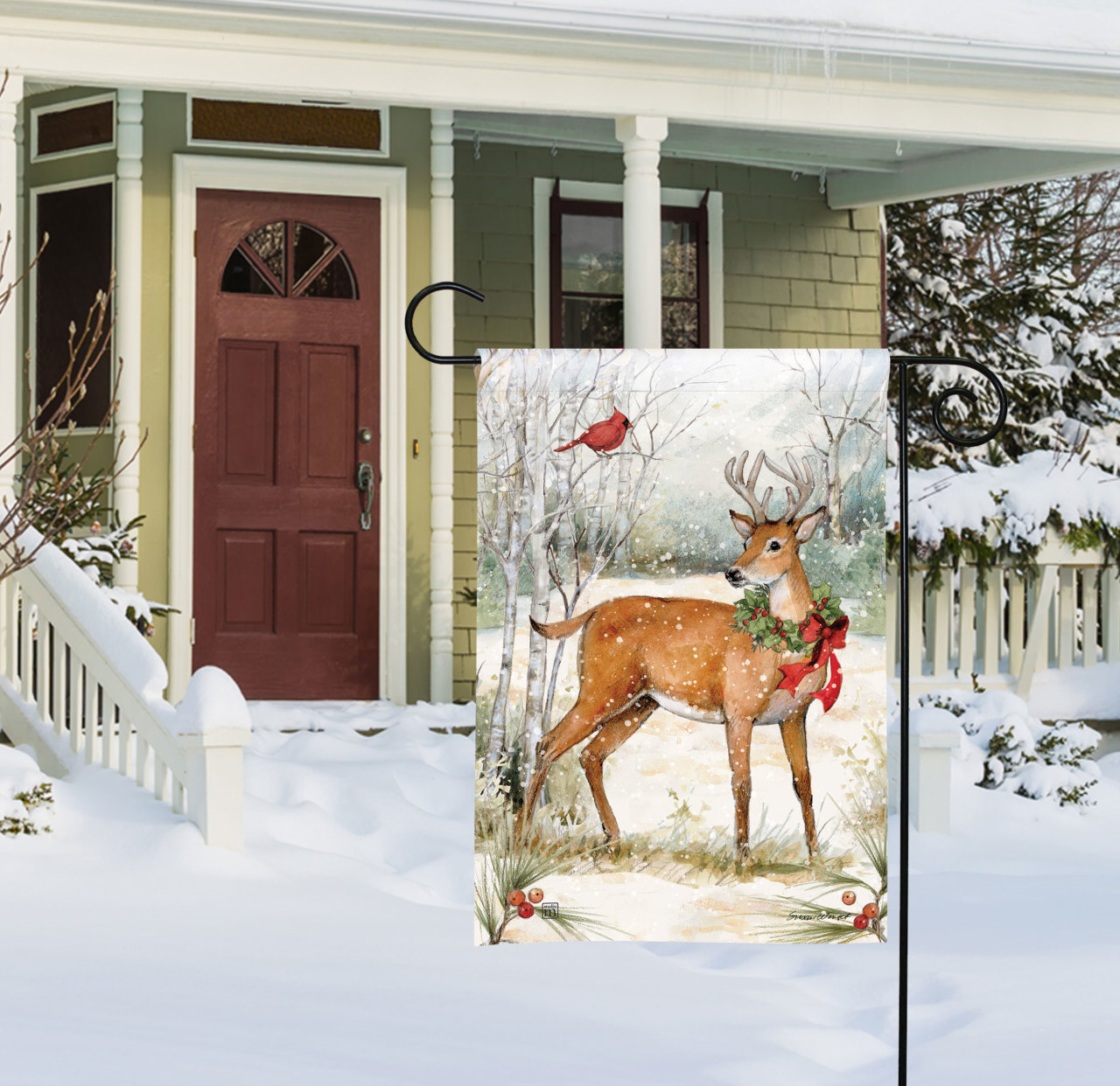 Woodland Christmas Garden Flag thumbnail