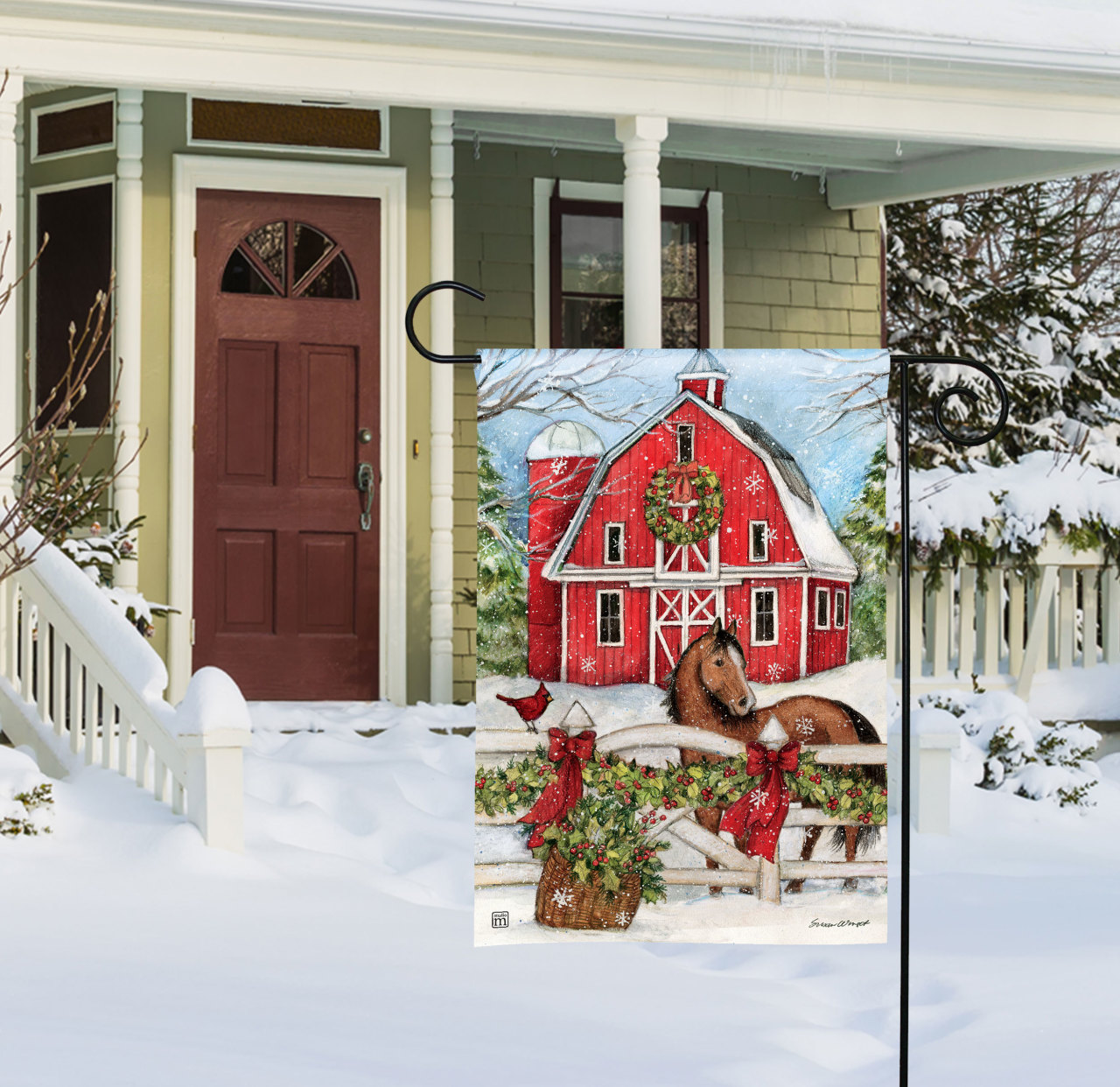 Christmas on the Farm Garden Flag thumbnail