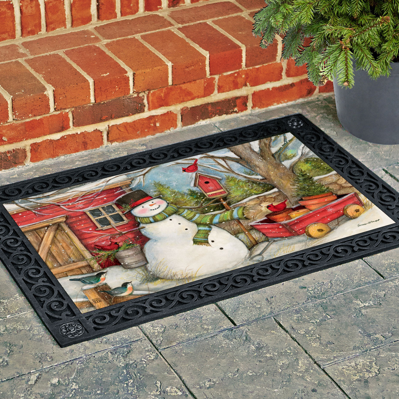 Red Barn Snowman MatMate thumbnail