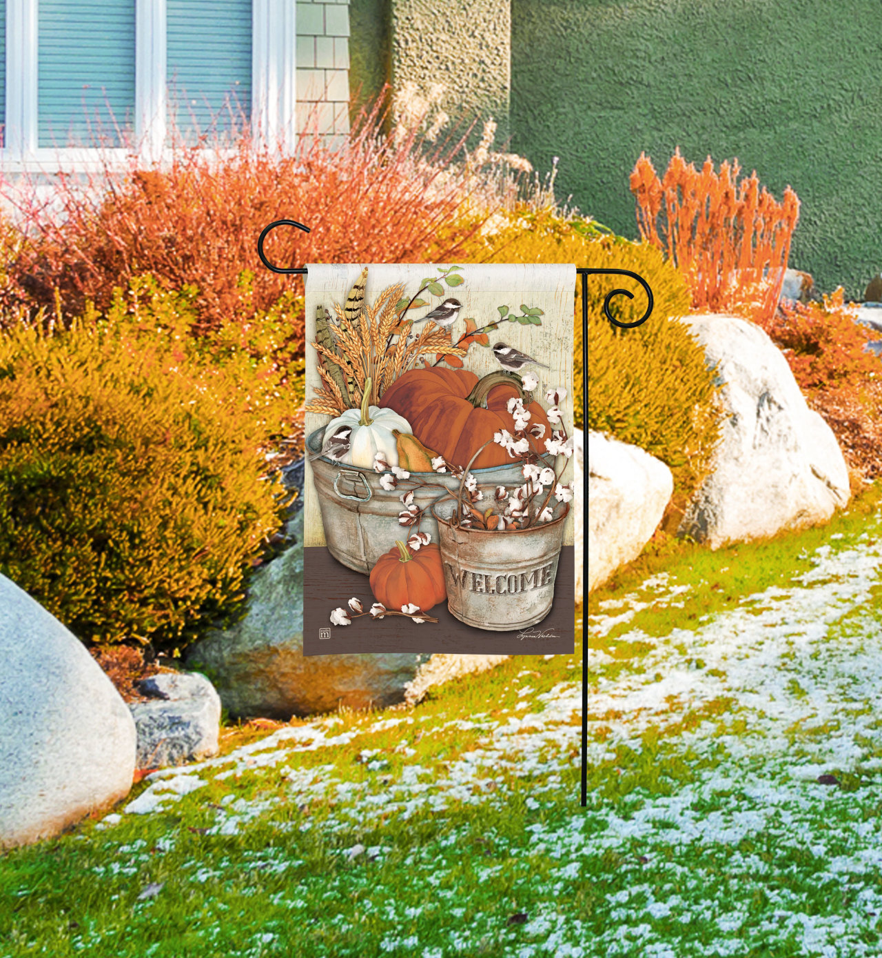 Farmhouse Pumpkins Garden Flag thumbnail