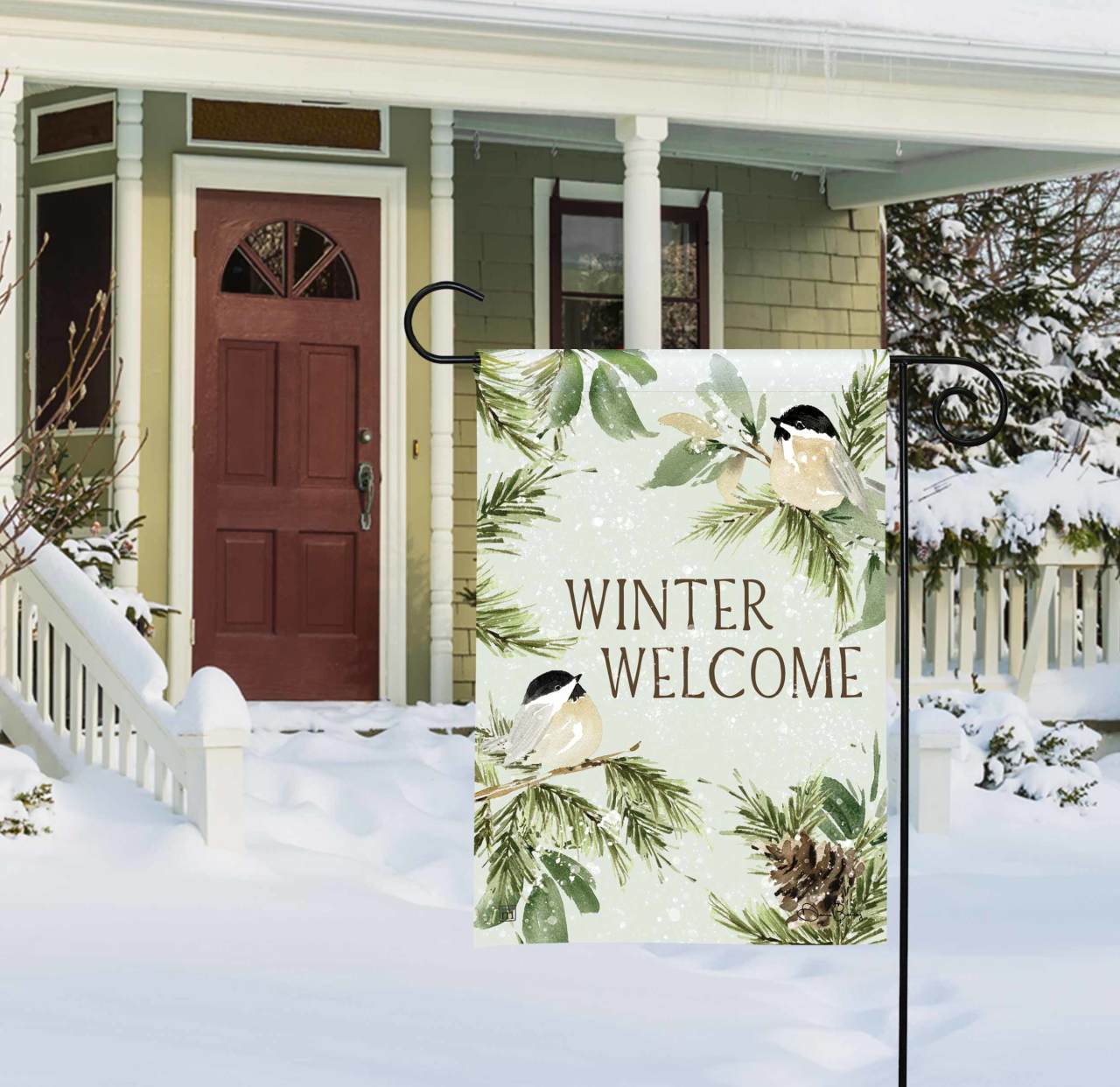 Winter Chickadee Garden Flag thumbnail
