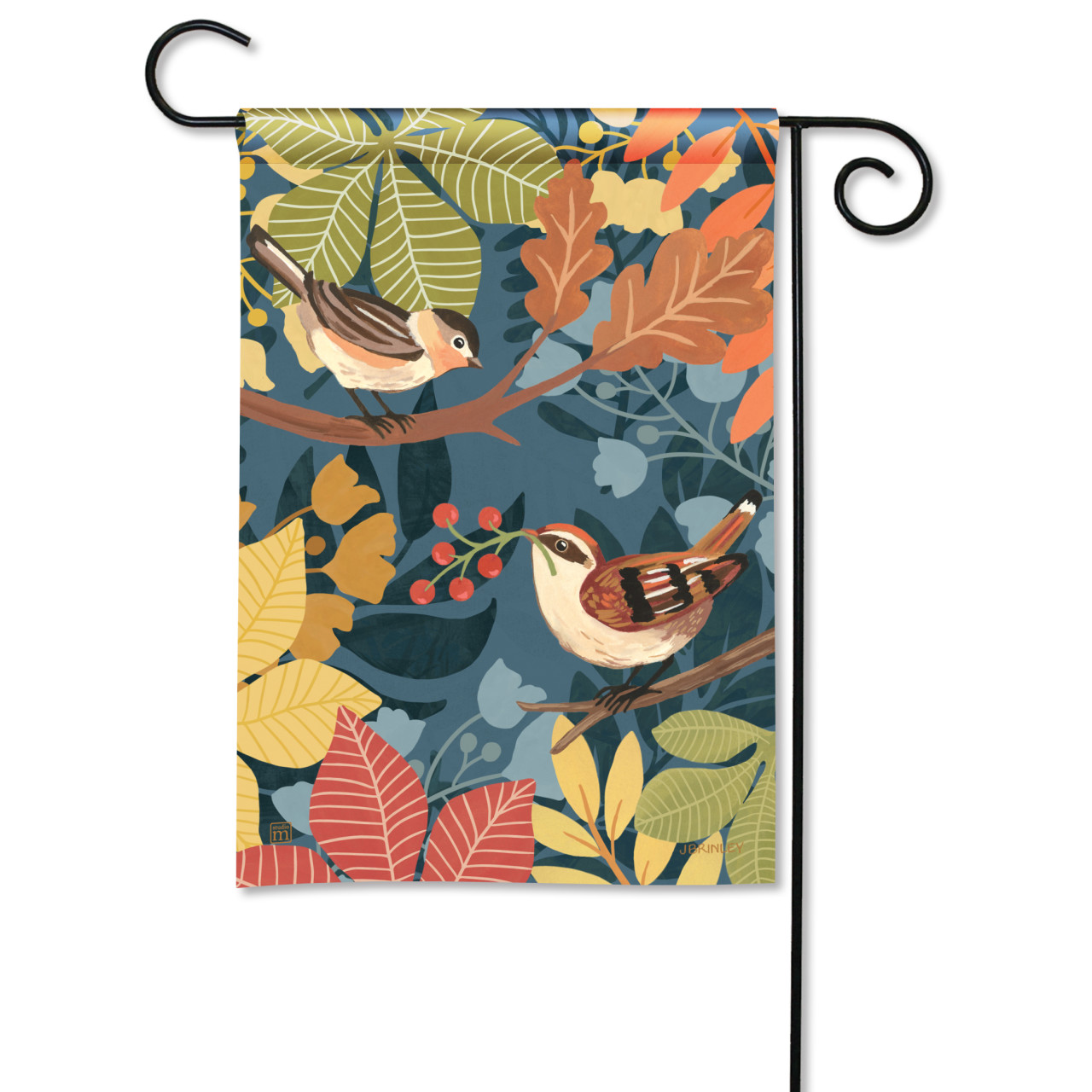 Fall Birds and Berries Garden Flag thumbnail