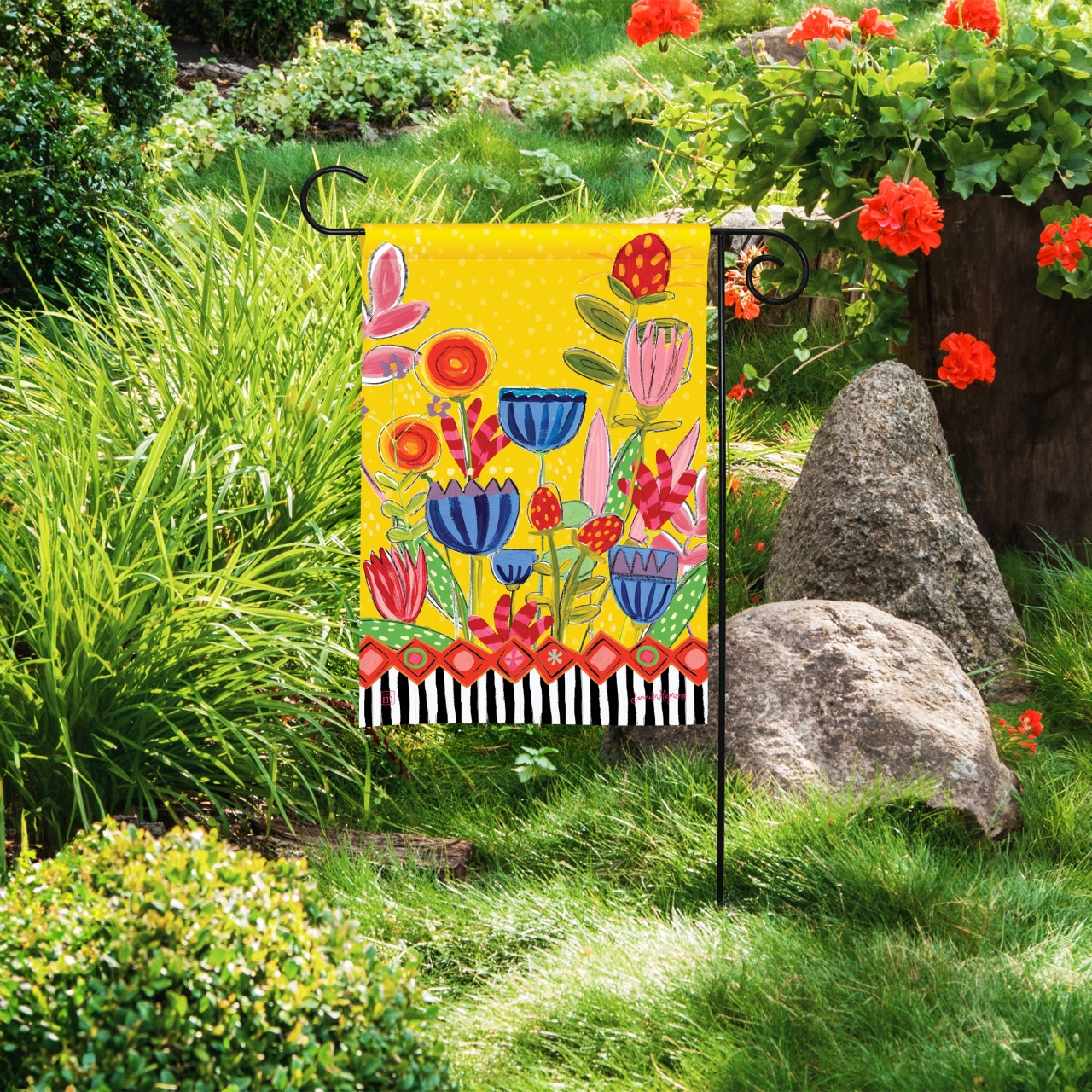 Bright Summer Flowers Garden Flag thumbnail