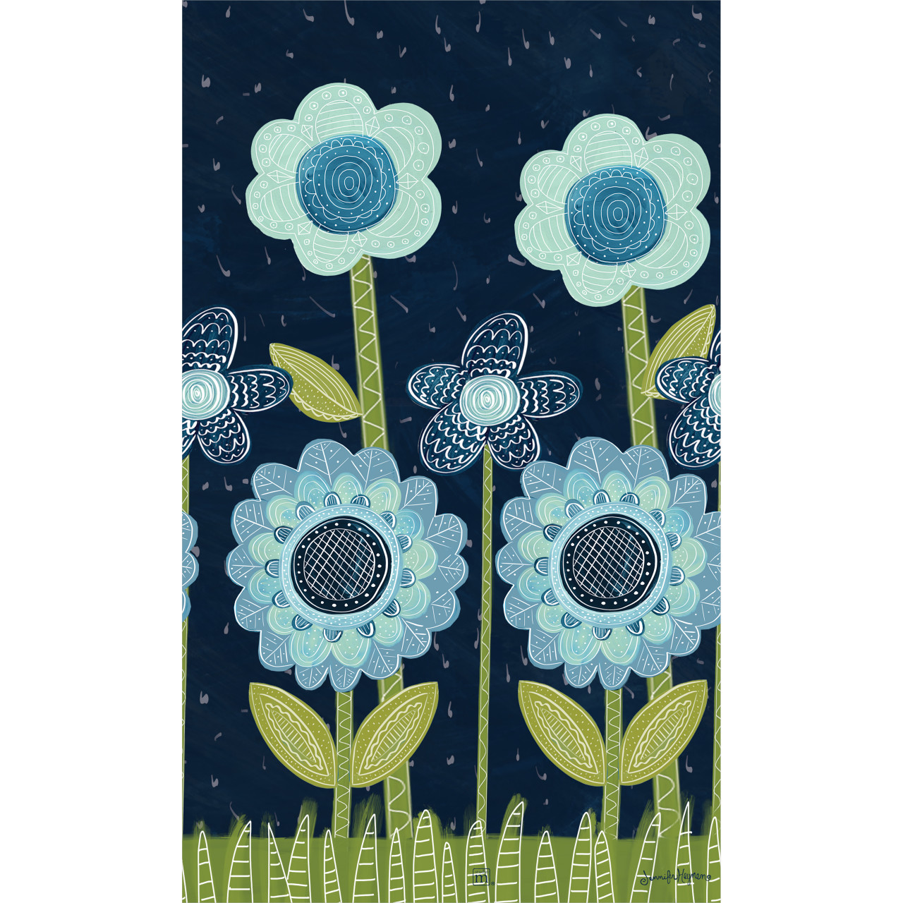 Blue Flowers 13" Mini Art Pole thumbnail