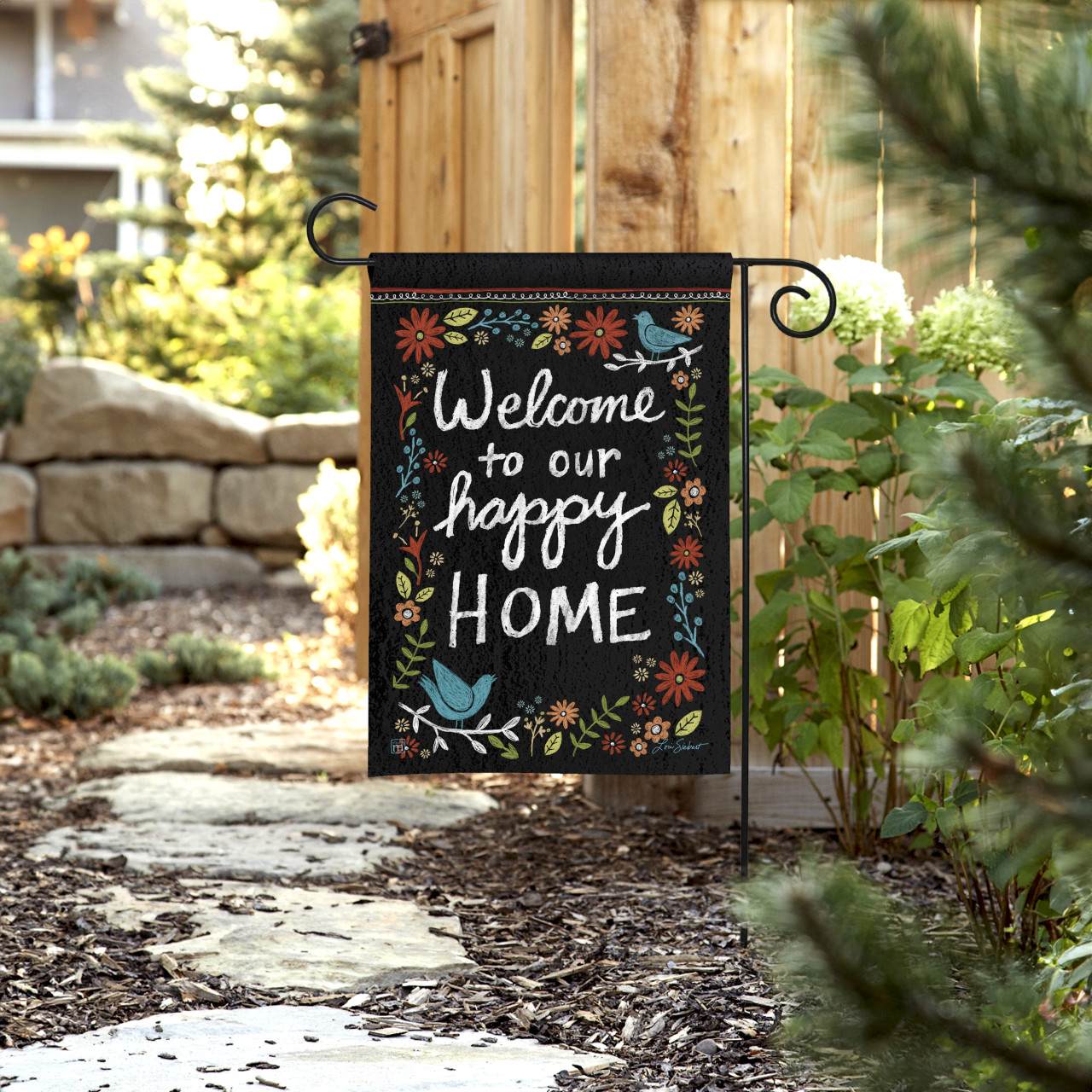 Chalkboard Floral Garden Flag thumbnail