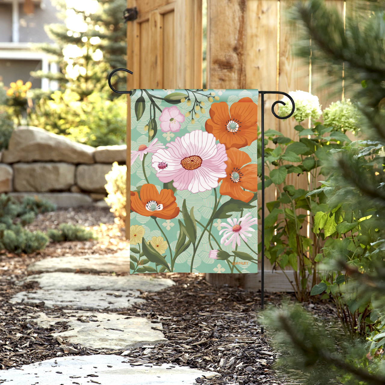 Pink Poppy Garden Flag thumbnail
