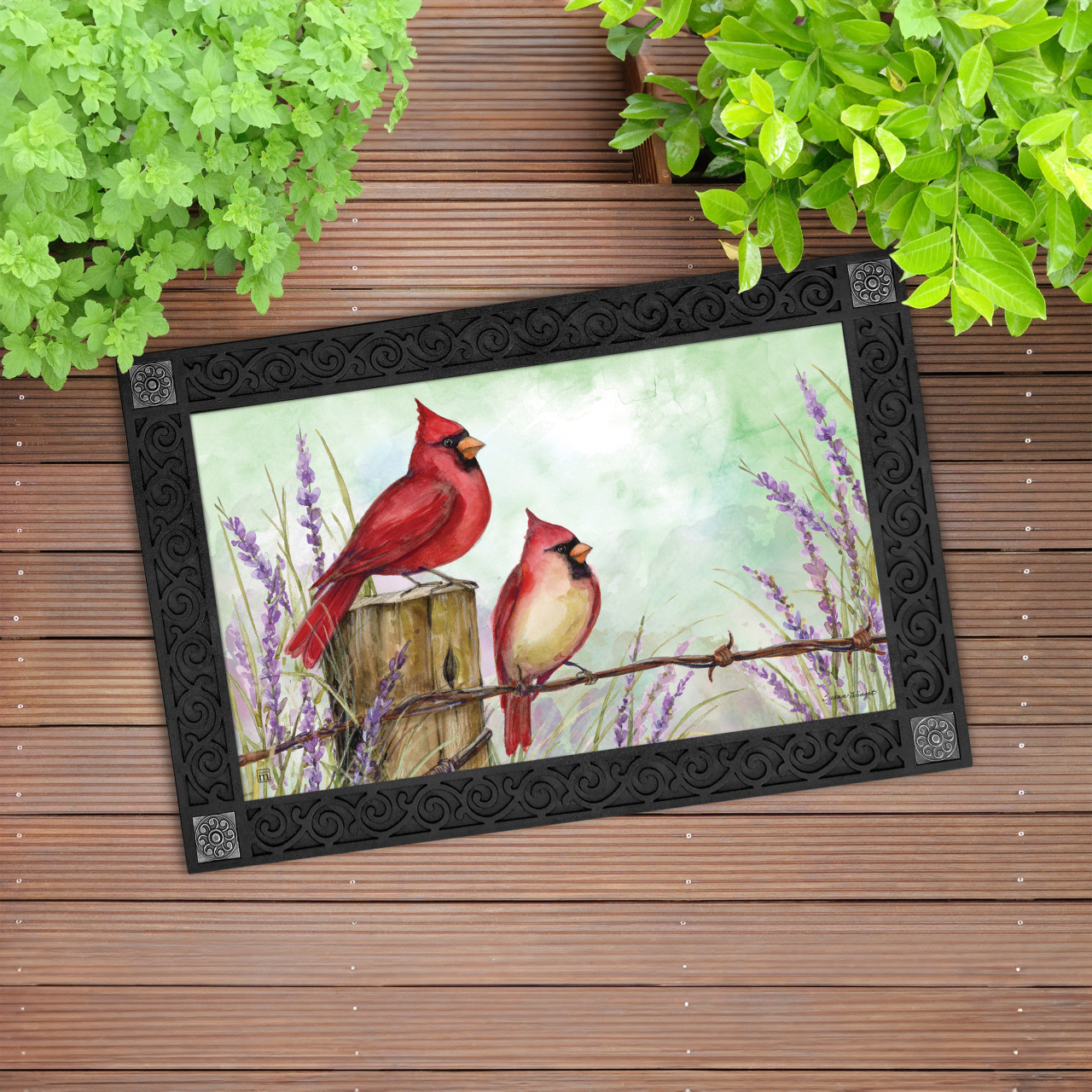 Cardinals on Wire Fence MatMate thumbnail