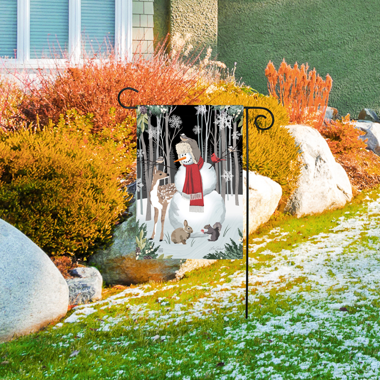 Nature Sings Snowman Garden Flag thumbnail