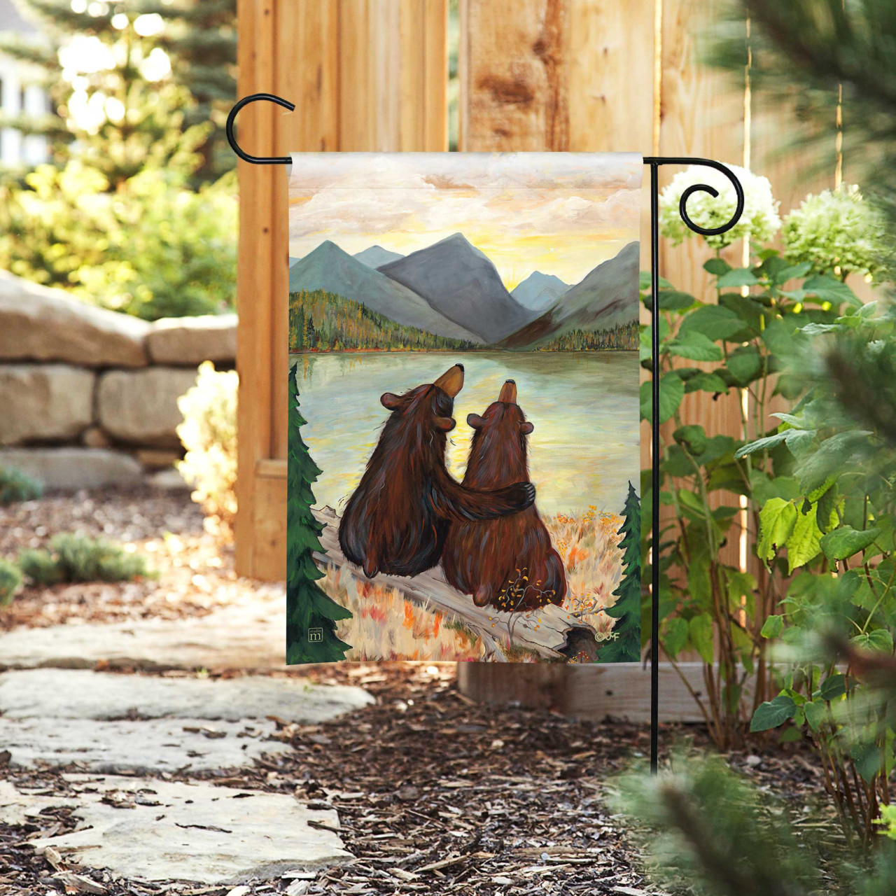 Bearfoots, Sunset Bears Garden Flag thumbnail