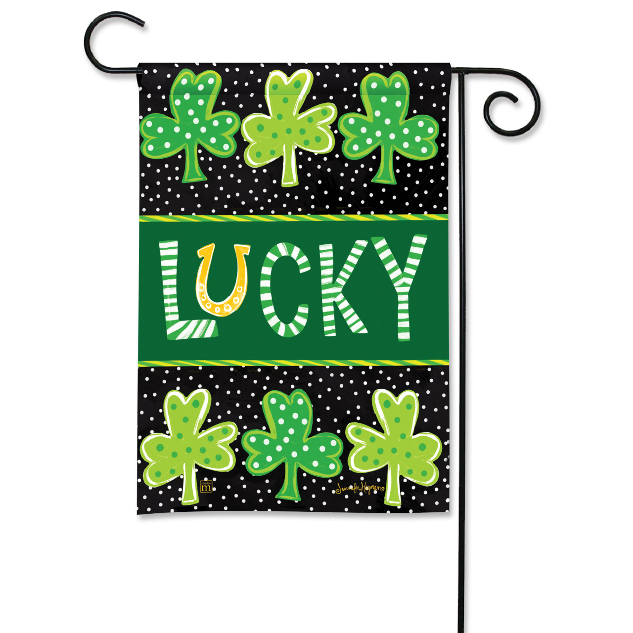 Lucky Horse Shoe & Shamrocks Garden Flag thumbnail