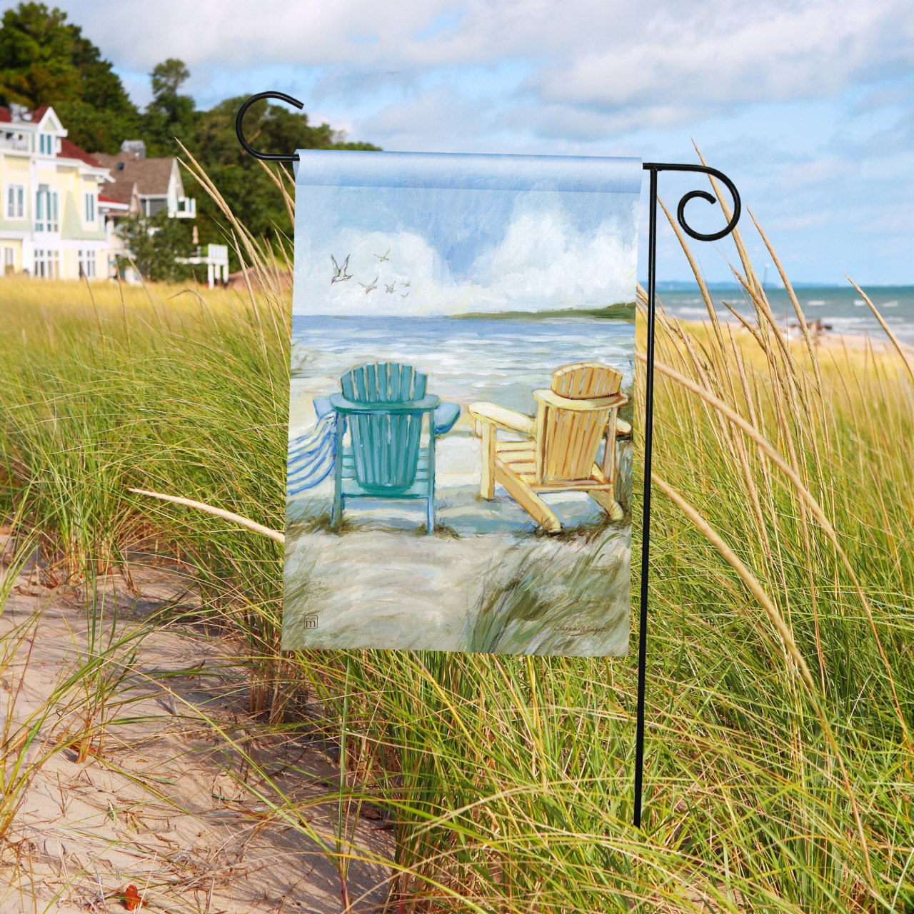 Chairs on Beach Garden Flag thumbnail