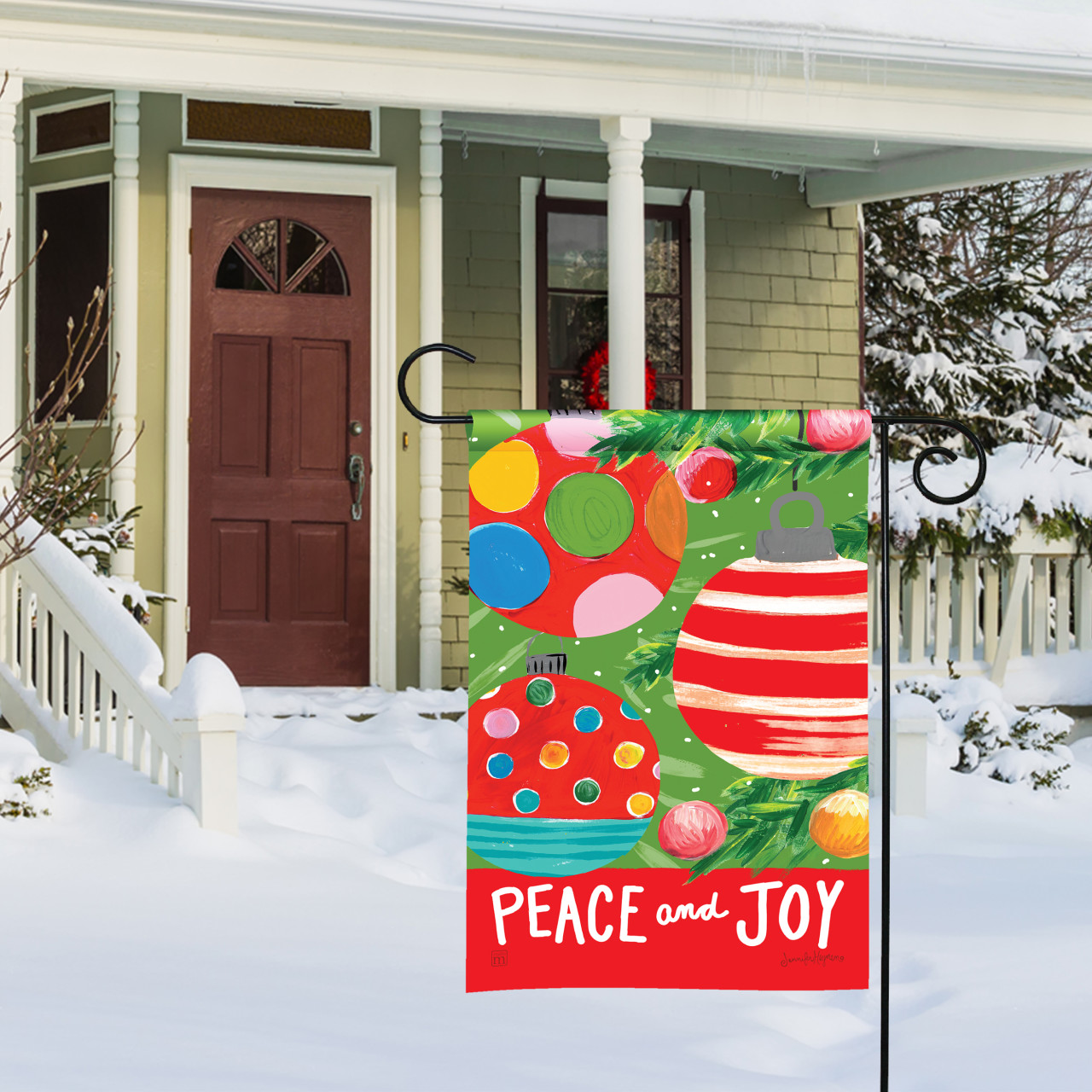 Peace and Joy Ornaments Garden Flag thumbnail