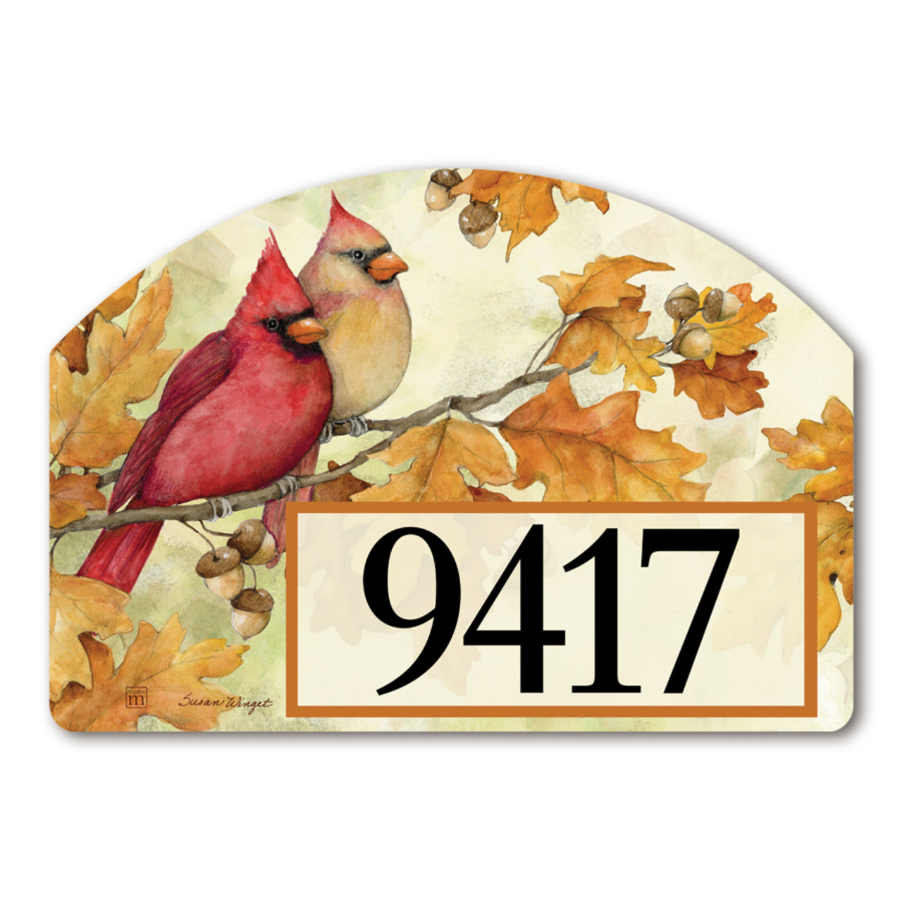Cardinals in Fall Oak Leaves Yard DeSign thumbnail