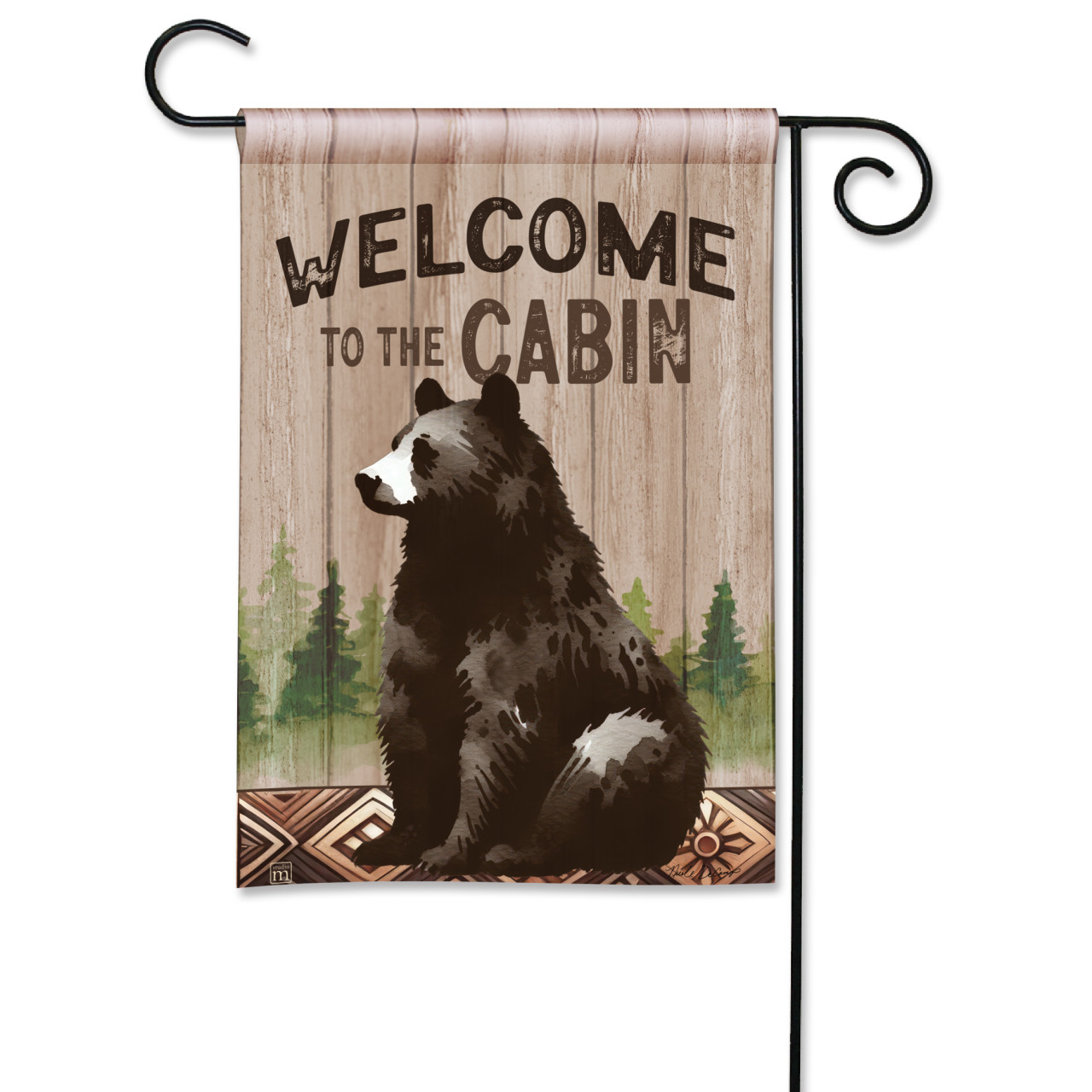 Cabin Bear Garden Flag thumbnail