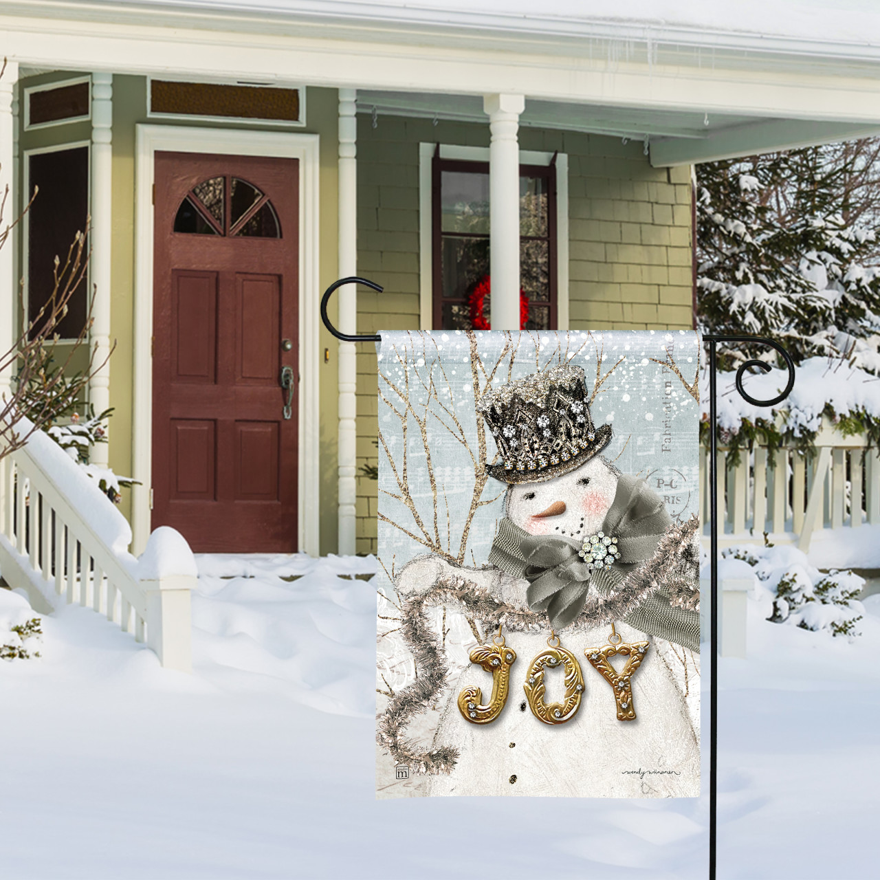 Sparkle and Joy Snowman Garden Flag thumbnail