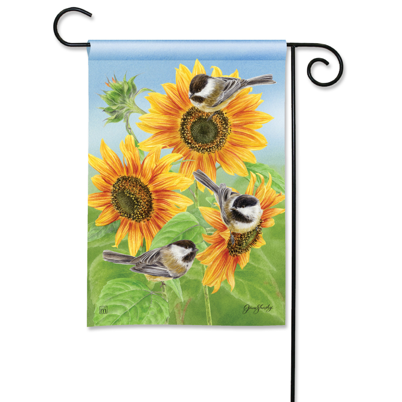 Sunflowers and Chickadees Garden Flag thumbnail
