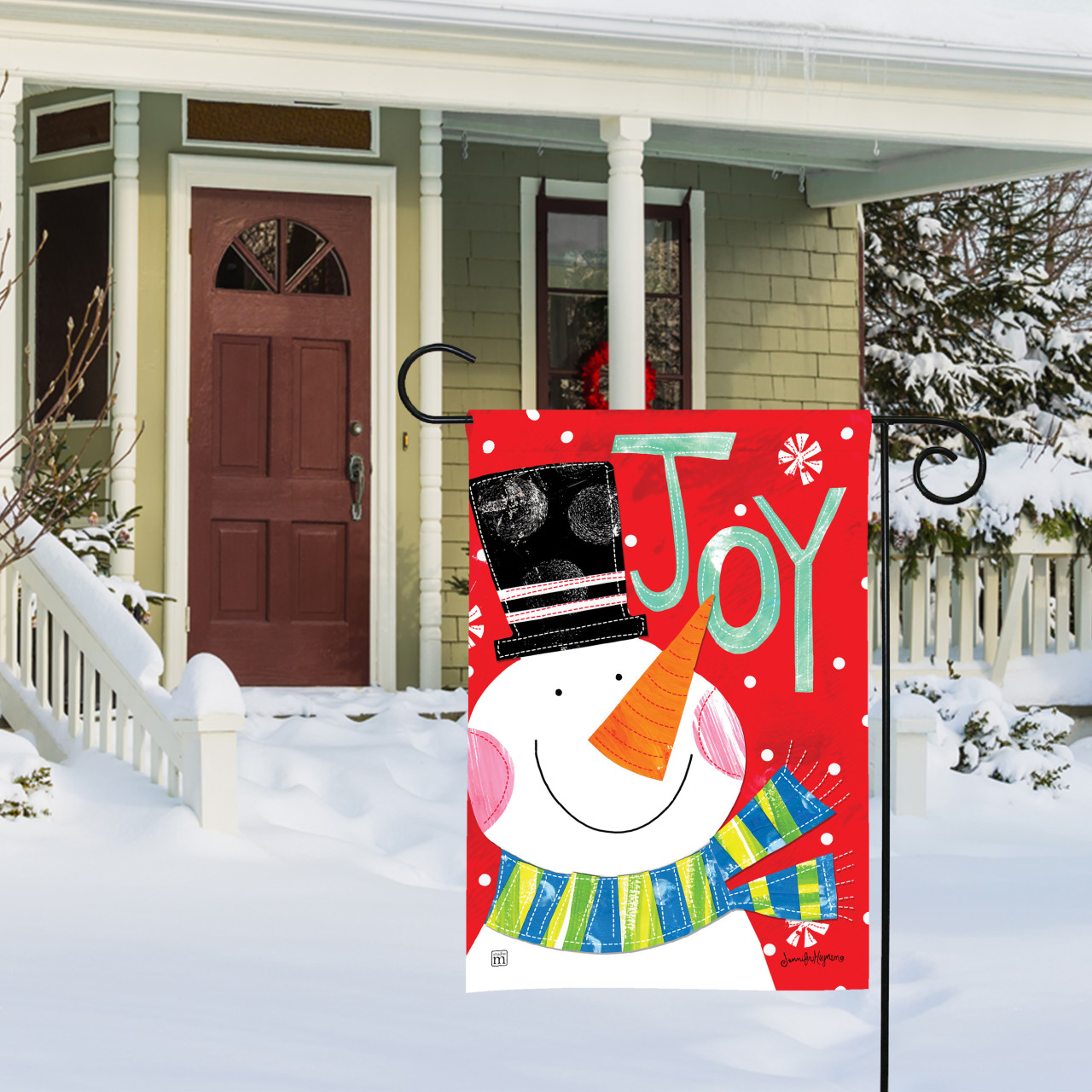 Joy Snowman Garden Flag thumbnail