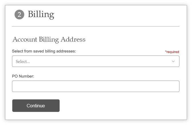 Checkout billing page screen