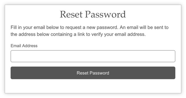 Reset Password screen