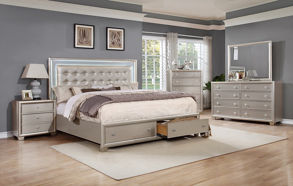 B7100-N ALICE SILVER KING STORAGE BED COLLECTION by New Era