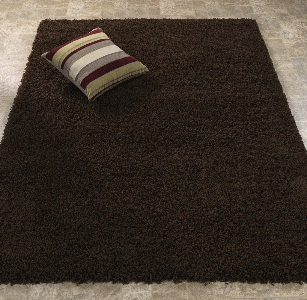 Cozy2768 5x7 Cozy Solid Brown Shag Area Rug By Km Rugs