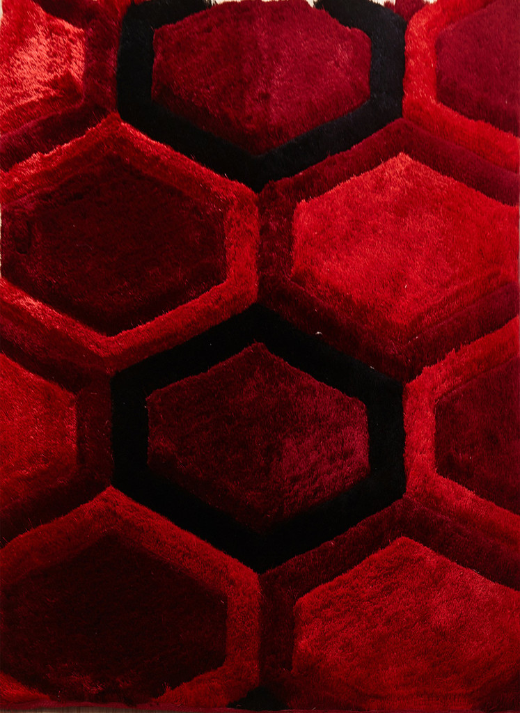 Csr2143 5x7 Crown Shag 3d Red Black Area Rug By Km Rugs