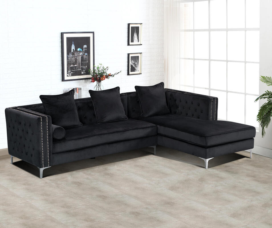 2 Pcs Ava Sectional Sofa in Black Color Happy Home Industries Houston Texas