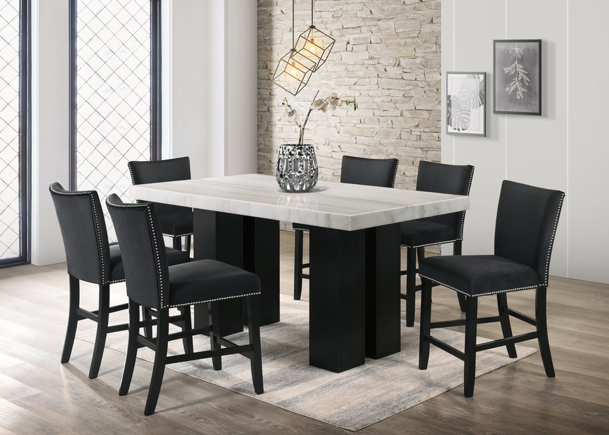 Hh Finley Black 7pc Finley Black Counter Height Dining Table Set By Happy Home Industries Houston Texas