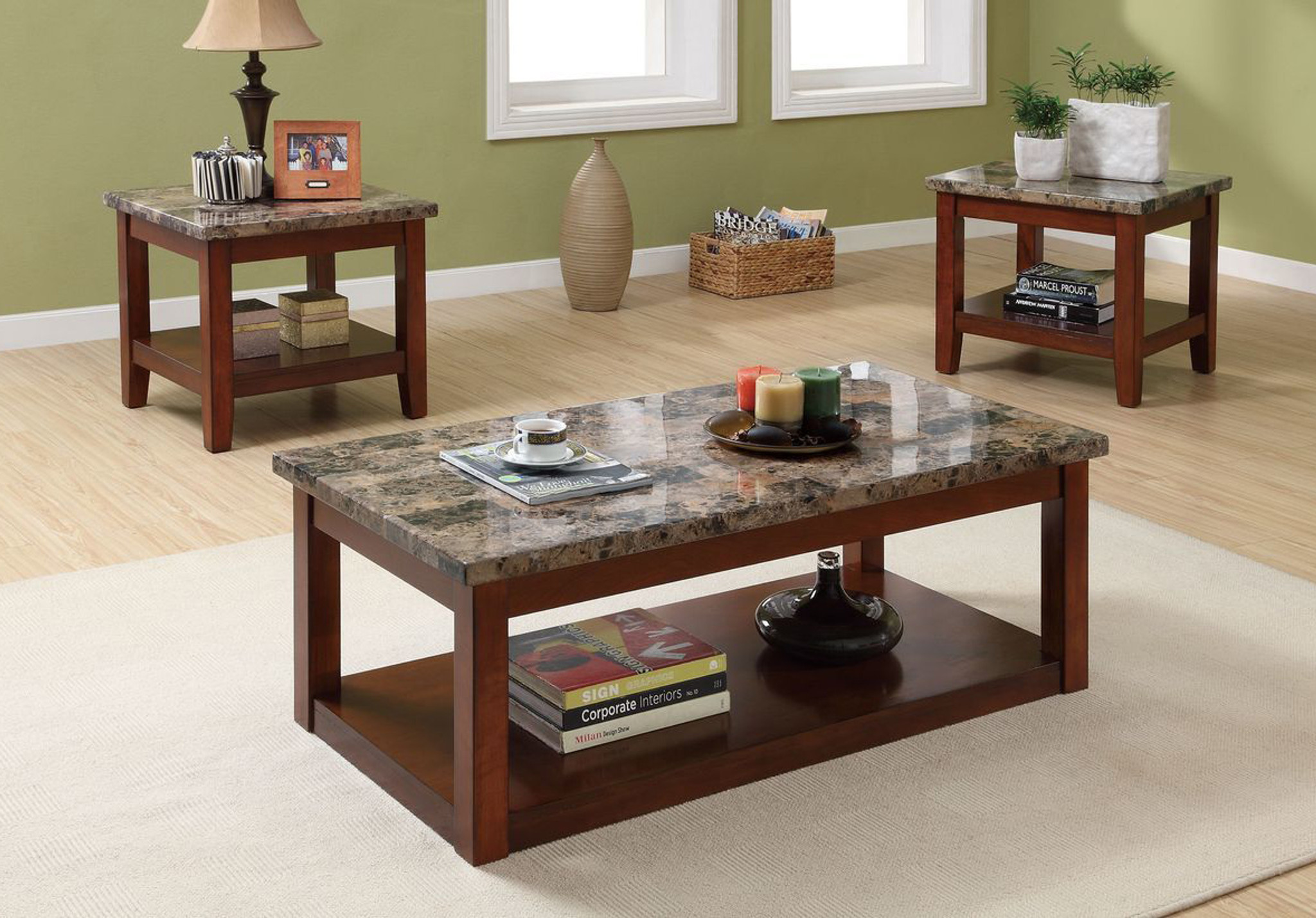 living room marble table set