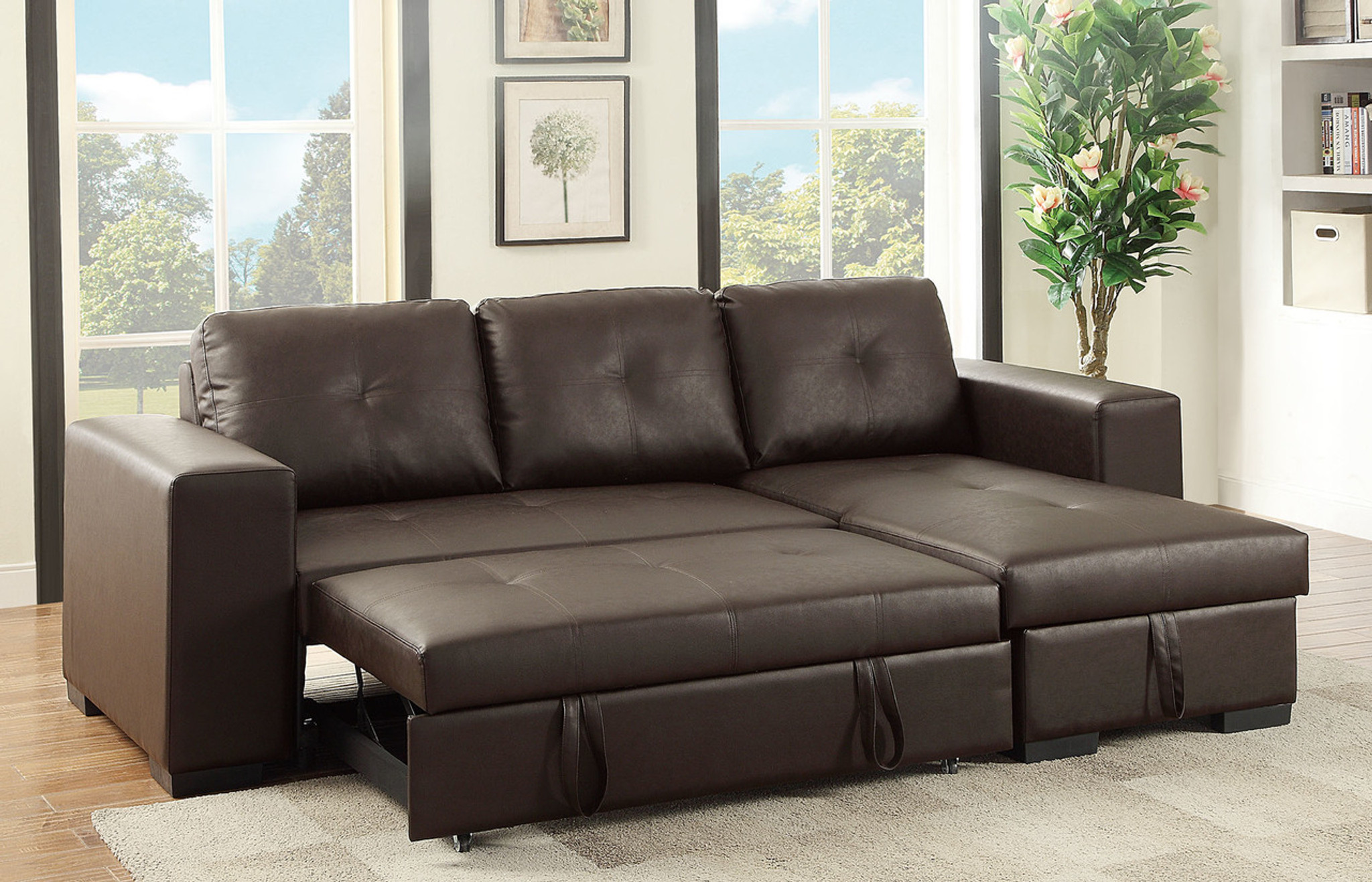 expresso brown bonded leather platform bed