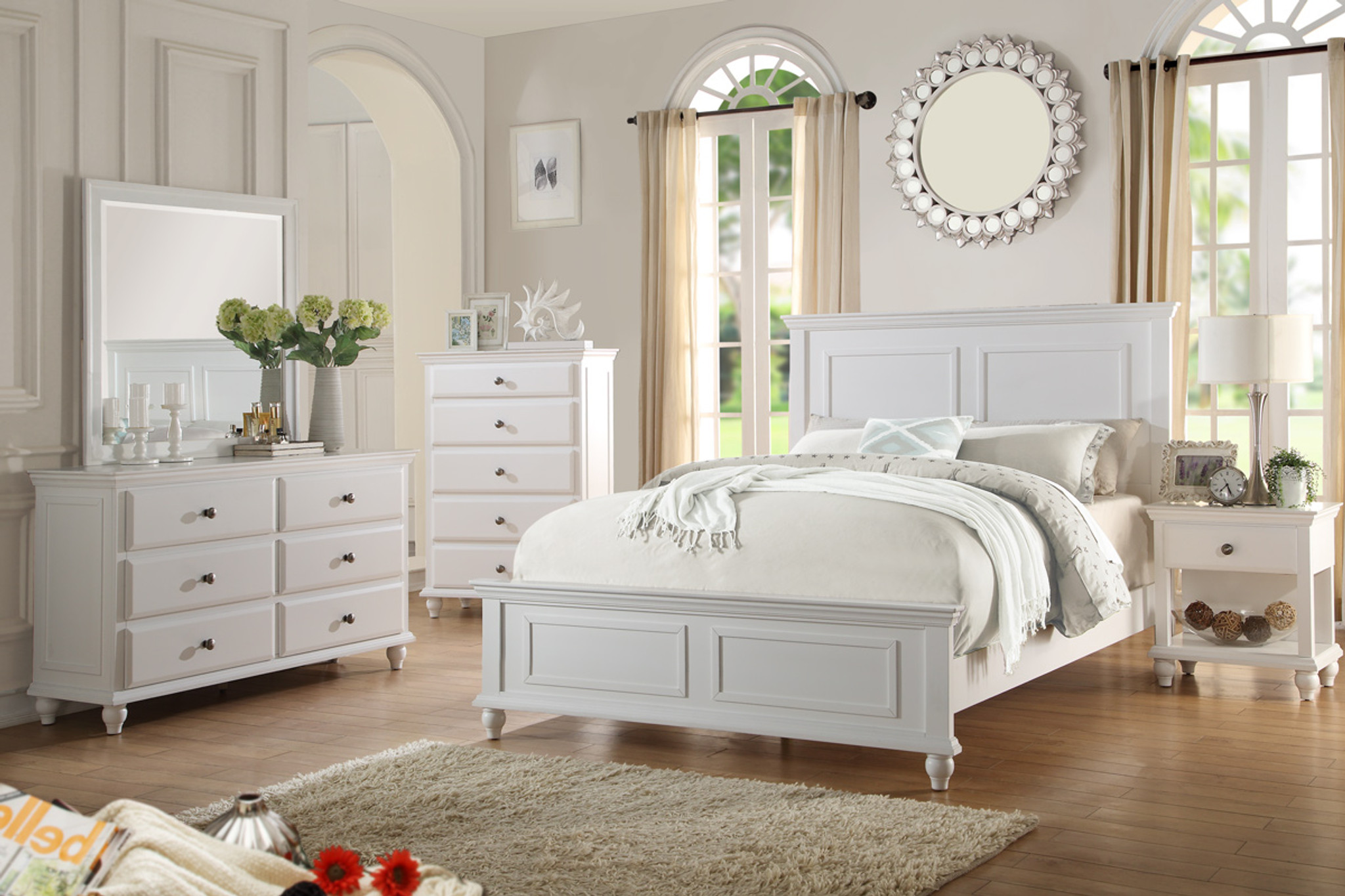 Kassa Mall Home Furniture F9270 White Queen King Bedframe For