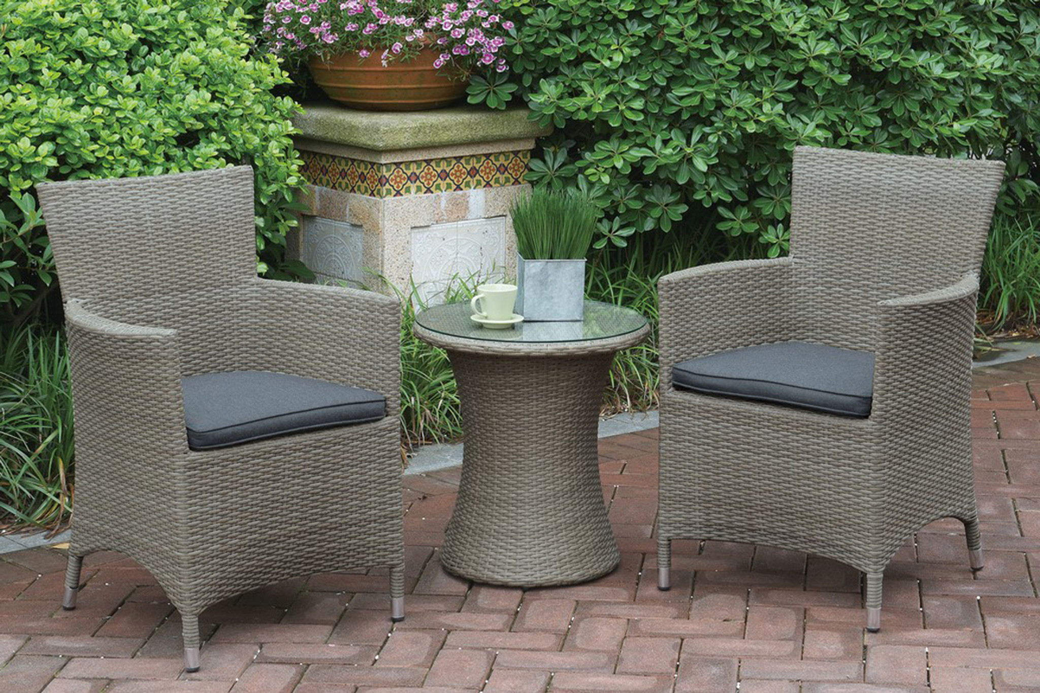 black outdoor bistro table set