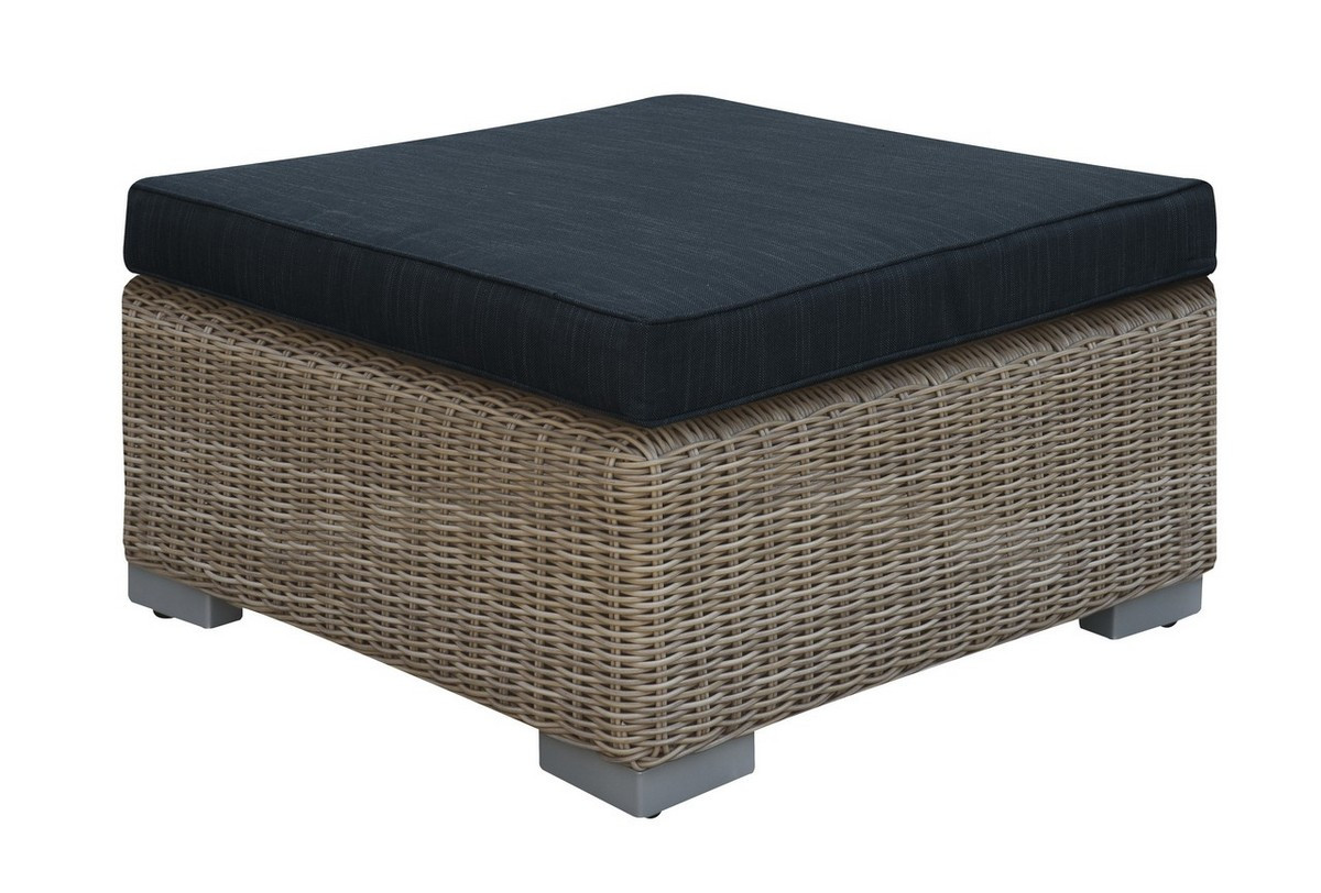 KASSA MALL HOME FURNITURE P50158 OUTDOOR OTTOMAN TAN RESIN WICKER