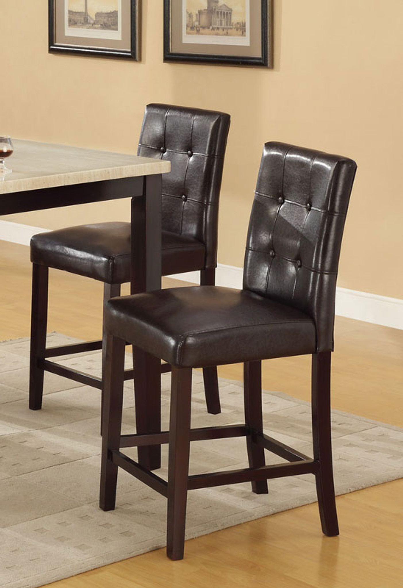 F1144 Dark Brown Counter Height Chair 2 Pcs Set Collection By Updated