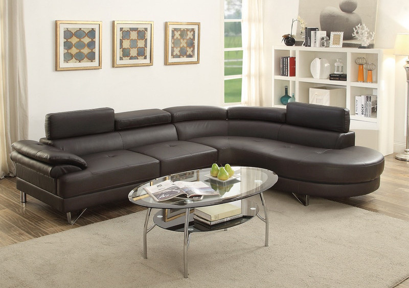 F6969 2pcs Espresso Sectional Adj Headrest By Poundex