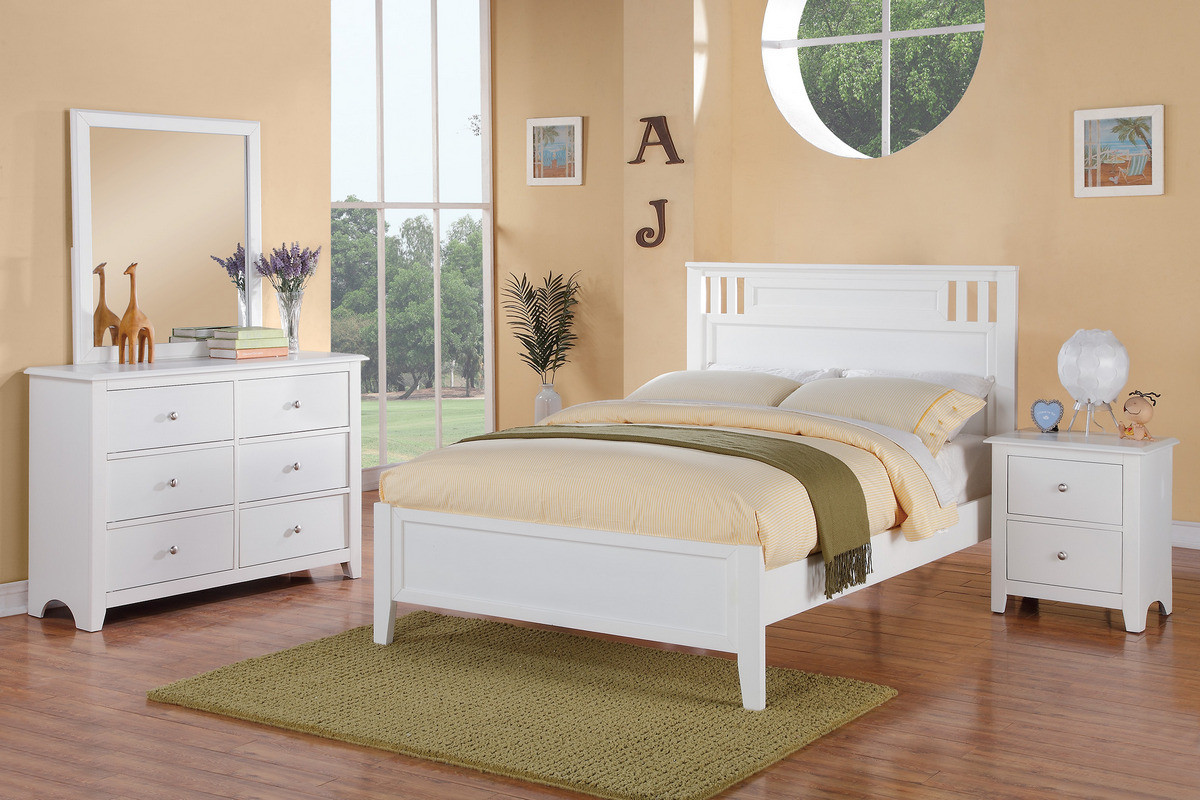 F9123 White Twin Full Bed Frame By Poundex