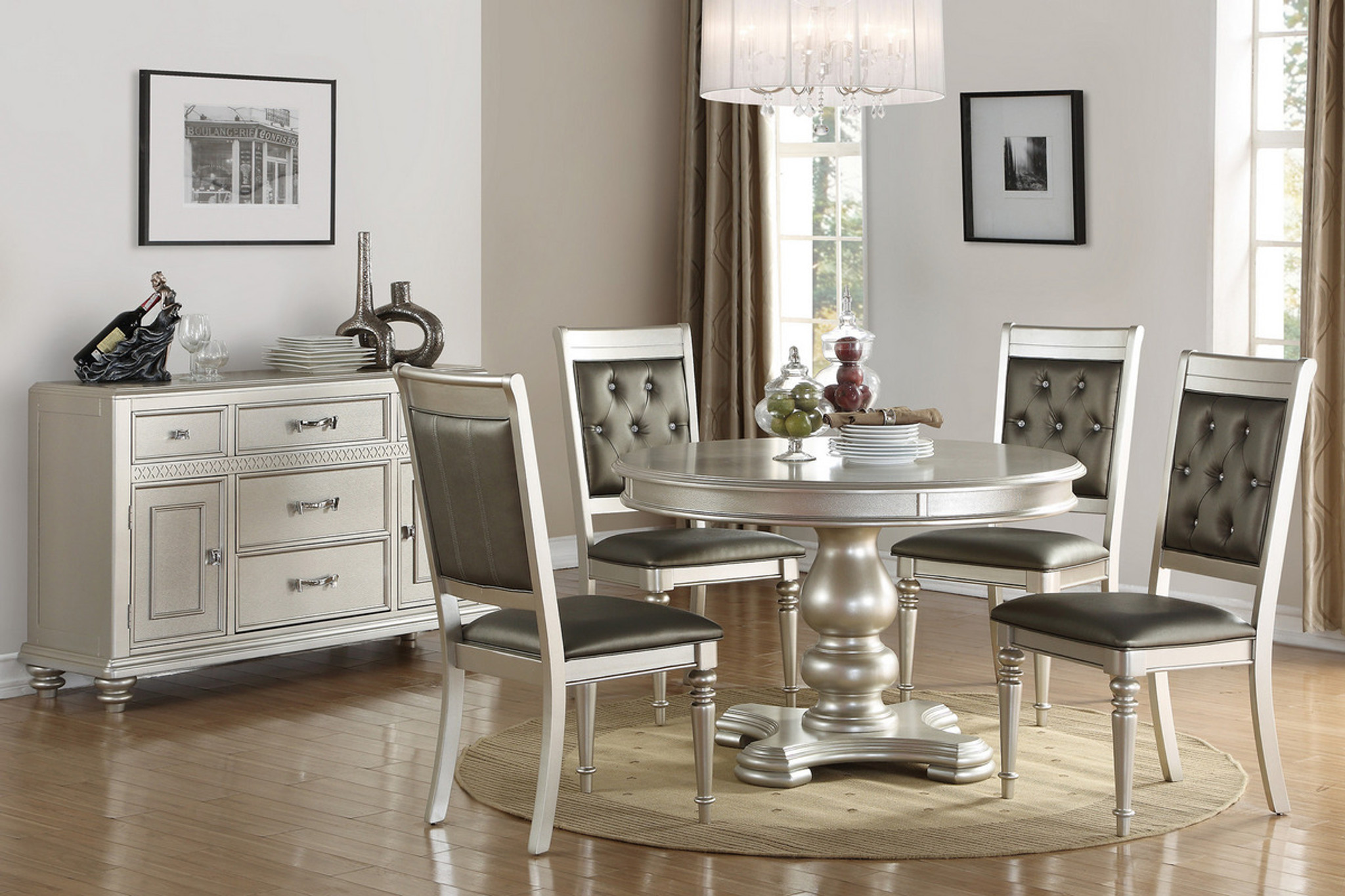 F2429-SILVER FINISH ROUND DINING TABLE By Poundex